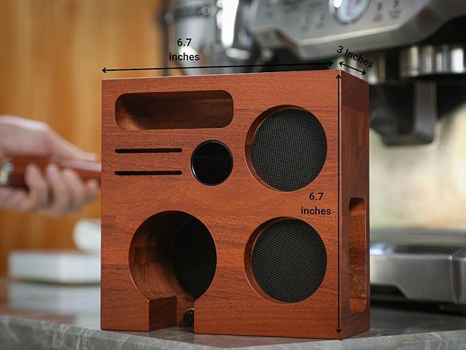 58mm Espresso Accessories Kit – Rosewood Tamping Station, Calibrated Tamper, Coffee Distributor, WDT Tool, Dosing Funnel & Puck Screen | Complete Espresso Tool Set for 58mm Portafilter M
