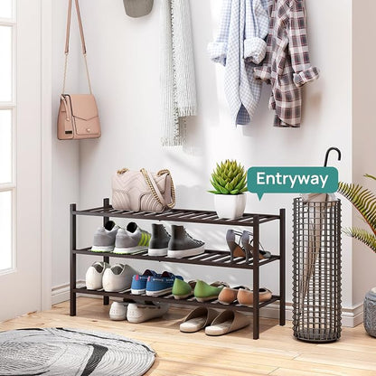 viewcare Long Shoe Rack, Bamboo Wood Shoe Rack - Image 3
