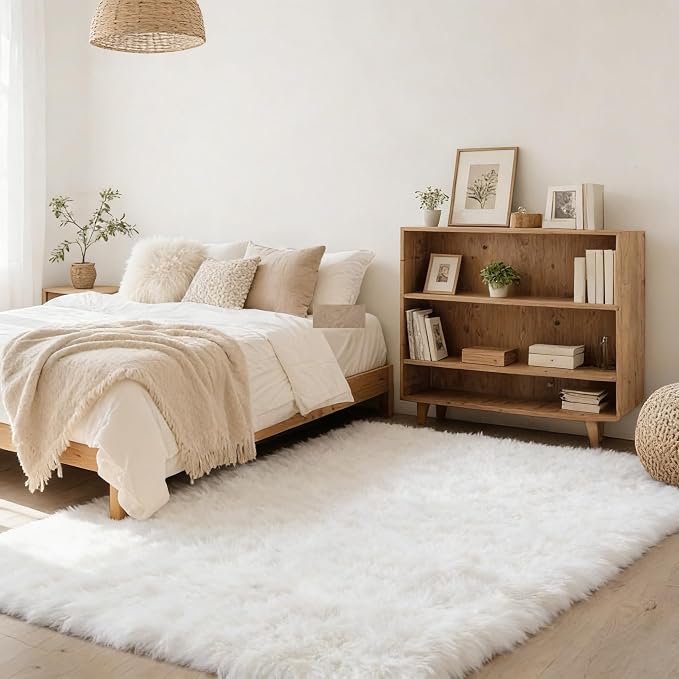 8x10 Area Rug Fluffy Shaggy Ultra Soft Faux Fur Non-Slip Machine Washable Carpet - Image 2