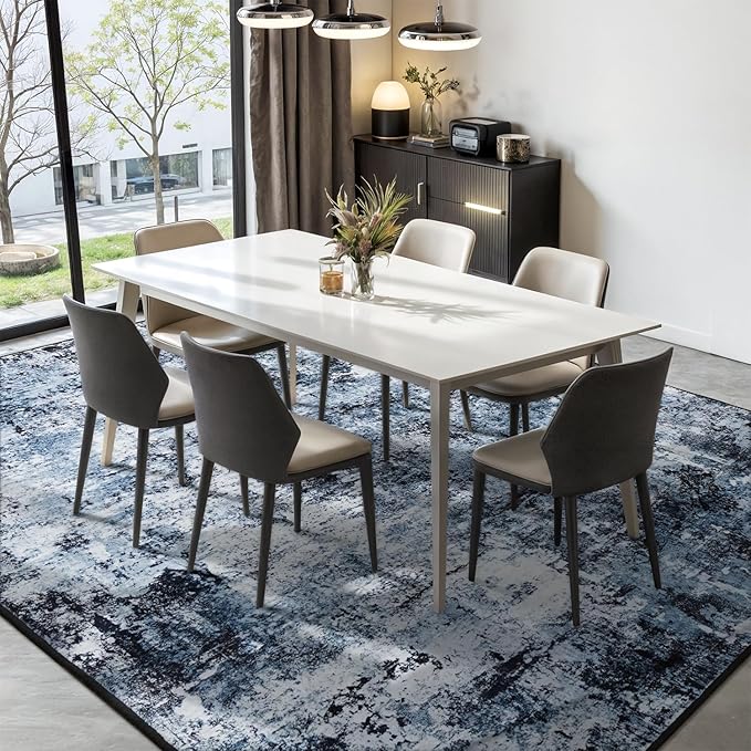 Rugflix 9x12 Area Rugs for Living Room, Washable Navy Blue Dark Large Rug | - Image 3