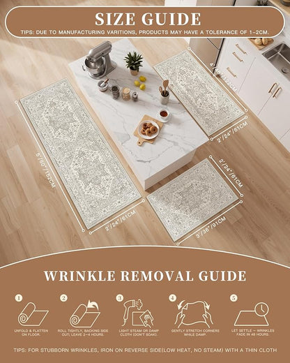 Madane Washable Kitchen Rug Set of 3 Small Area Rugs Non-Slip - Image 5