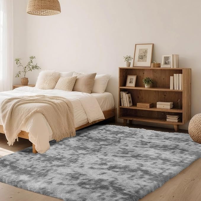 6x9 Area Rug Fluffy Shaggy Ultra Soft Faux Fur Non-Slip Machine Washable Carpet - Image 2