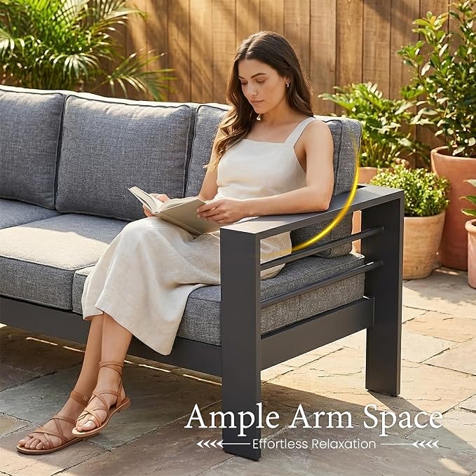 LayinSun Outdoor Aluminum Furniture Set, 4 Pieces Patio Sectional Conversation - Image 6
