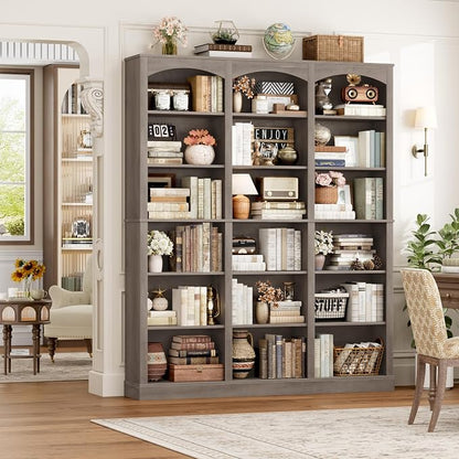 FACBOTALL 71" Triple Wide Bookshelf, 6 Tier Tall Bookshelf, Large Bookcase - Image 4