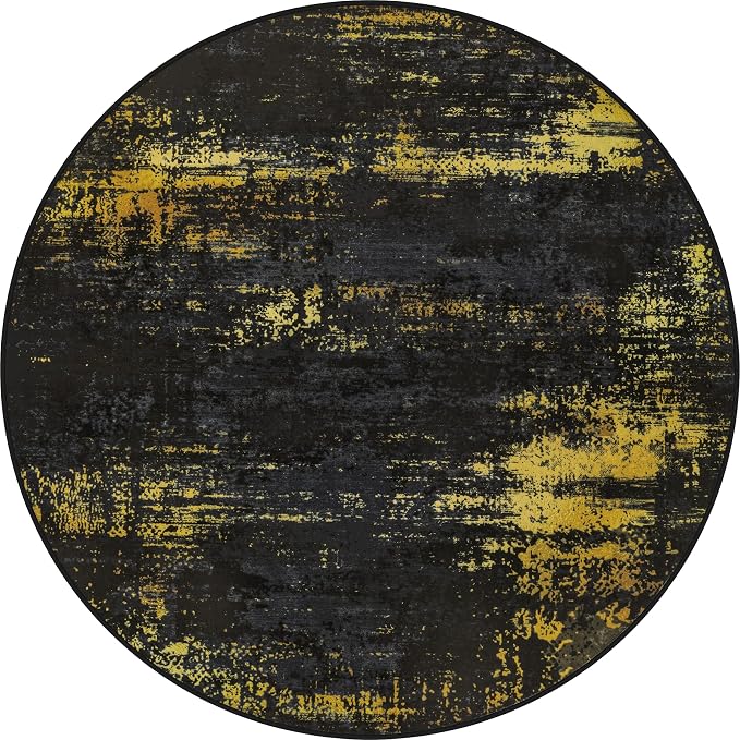 Round Area Rug Living Room: 4 ft Modern Washable Indoor Carpet | by FXRHLP