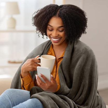 Utopia Bedding Ultra Soft Fleece Bed Blanket King Size Brown | Microfiber Plush - Image 3