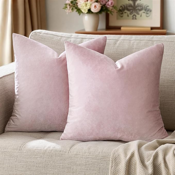 GIGIZAZA Sweet Lilac Velvet Throw Pillow Covers 18x18 Pack of 2 | Decorative - Image 7