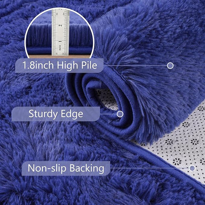 Noahas 4x6 Royal Blue Fluffy Soft Area Rug Non-Slip - Image 6
