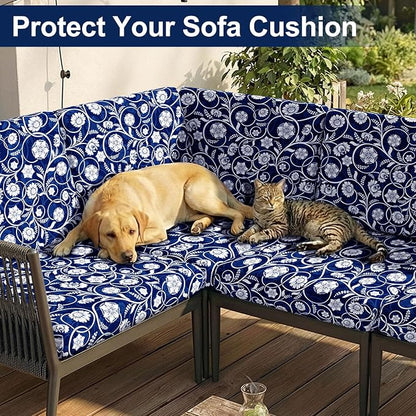 Smiry Waterproof Patio Cushion Covers, Stretch Outdoor Furniture Covers | Couch - Image 8