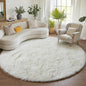 Cream White Round Area Rugs 6ft, Fluffy Soft Bedroom Circle Rug Floor Mat by ONASAR