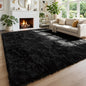 Amdrebio Black Big Shag Kids Area Rug 6x9 by Amdrebio