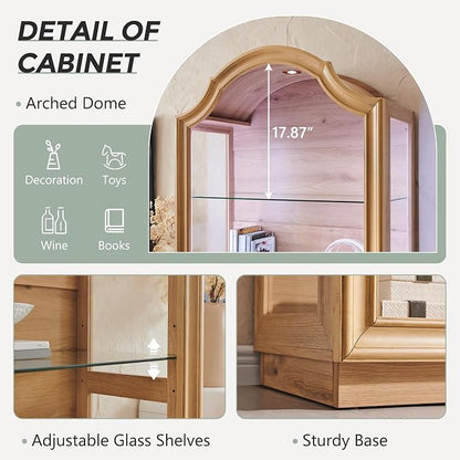 IFGET 72" Arched Glass Display Cabinet, Modern Curio Cabinet - Image 4