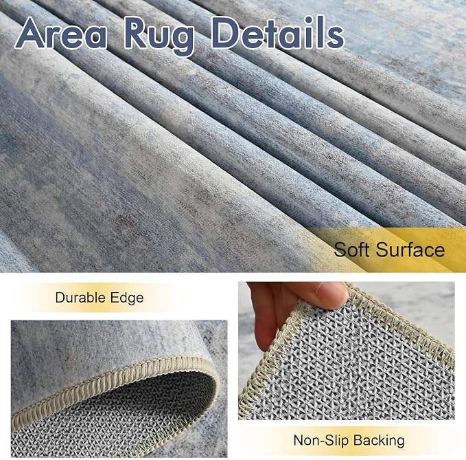 2x6 Ft Washable Runner Rug, Non-Slip Low Pile Hallway Kitchen Area Rug - Image 6