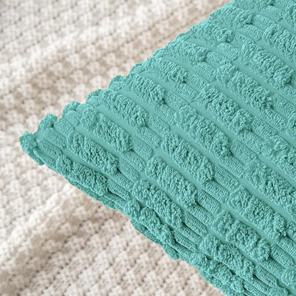 MIULEE Corduroy Decorative Throw Pillow Covers 20x20 Aqua Green Pack of 2 | - Image 4