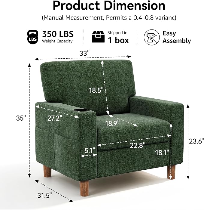 Mid Century Modern Accent Chair, Chenille Comfy Living Room Arm Chairs - Image 2