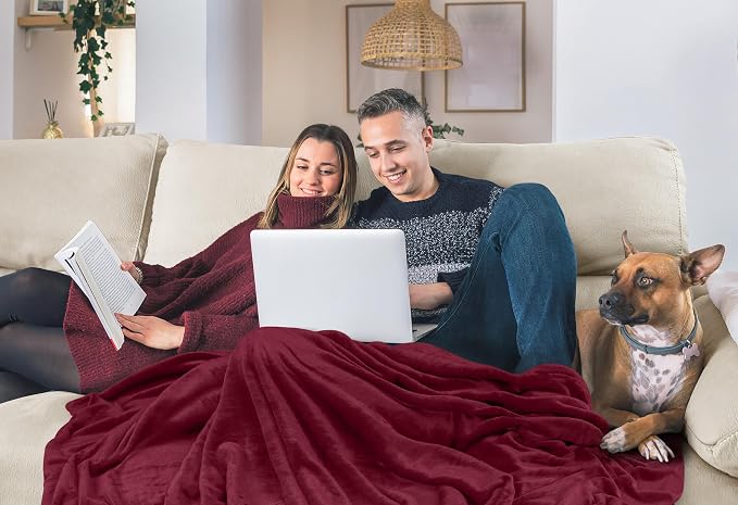 Utopia Bedding Soft Fleece Bed Blanket Throw Size Burgundy | Microfiber Plush - Image 7