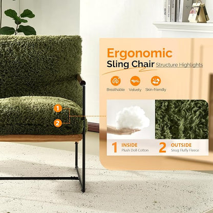 VINGLI 28" Wide Plush Upholstery Sling Modern Accent Chair - Image 6