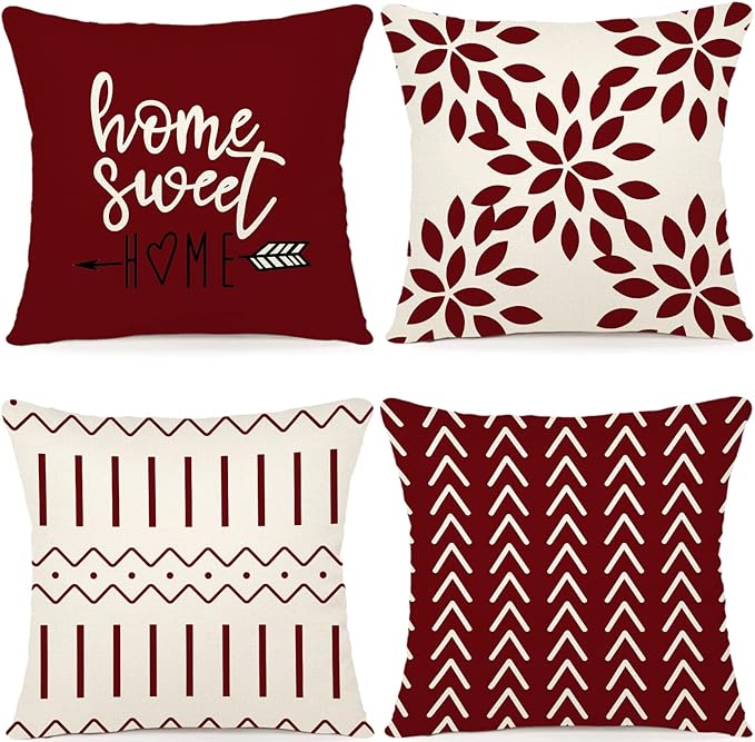 YCOLL Christmas Pillow Covers 16x16 Set of 4, Modern Sofa Throw Pillow Cover by PillowCoversExpert