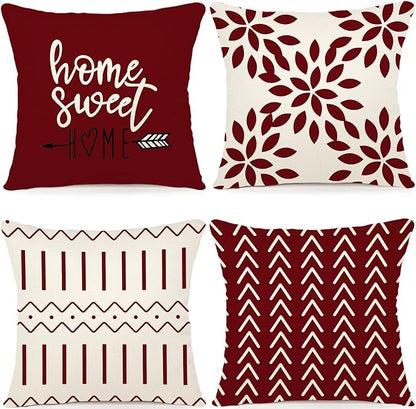 YCOLL Christmas Pillow Covers 16x16 Set of 4, Modern Sofa Throw Pillow Cover by PillowCoversExpert