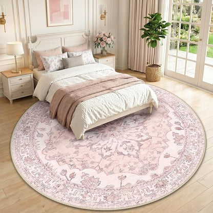 RELEANY Washable Area Rug, Round 10ft, Water Repellent, Pet Friendly, Vintage - Image 2