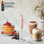 Zulay Kitchen Powerful Milk Frother Wand With 4 AA Duracell Batteries - Ultra Fast Handheld Drink Mixer - Electric Whisk Foam Maker for Coffee, Lattes, Cappuccino, Matcha & Creamer -