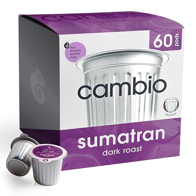 Cambio Roasters Sumatran Keurig Organic Coffee K Cups, Only Aluminum Keurig Coffee Pods with Organic Beans, More Flavor & Longer Lasting Freshness, Sumatran Light Roast K Cups, 60 count