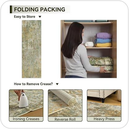 Green Rug Runners for Hallways Kitchen Non Slip Washable 2x6 Entryway Runner - Image 4