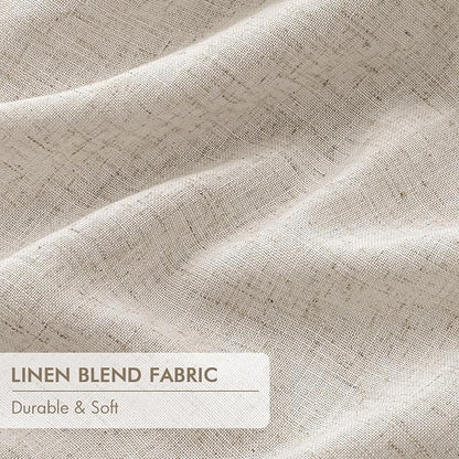 MIULEE Beige Pinch Pleated 100% Blackout Linen Curtains 40x102 Inches | Room - Image 6