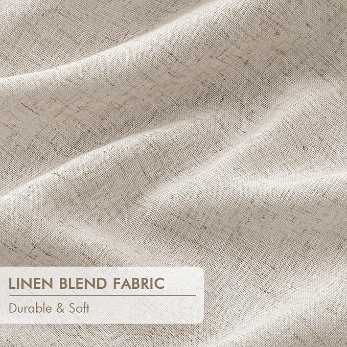 MIULEE Beige Pinch Pleated 100% Blackout Linen Curtains 40x84 Inches | Room - Image 6