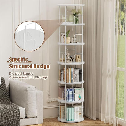 ALLSTAND 6 Tier Rotating Bookshelf, 360 ° Display Stackable Spinning Bookshelf - Image 3