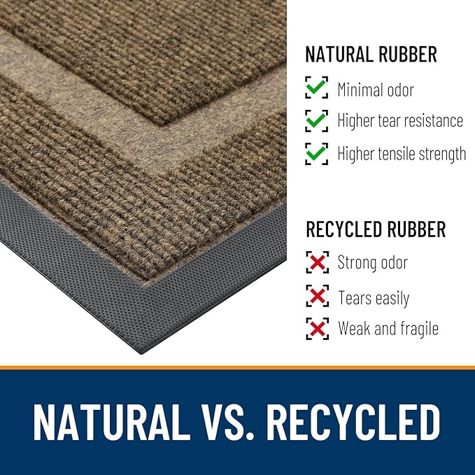 OLANLY Front Door Mat 23.5x15.5, All-Season Heavy-Duty Rubber Doormat | Brown - Image 4