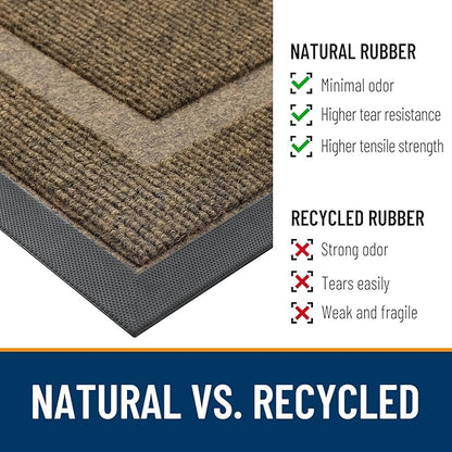 OLANLY Front Door Mat 23.5x15.5, All-Season Heavy-Duty Rubber Doormat | Brown - Image 4