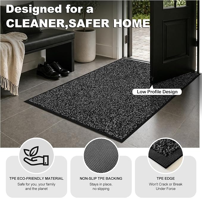 Super Absorbent Front Door Mat, Non-Slip Washable Indoor Doormats, Low Profile - Image 4