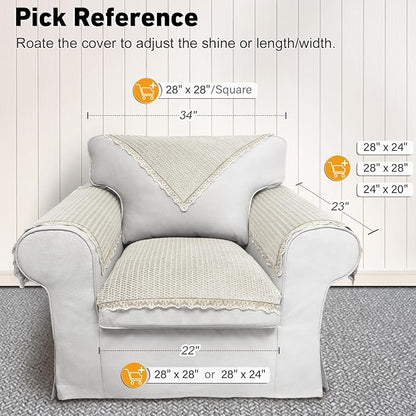 Couch Arm Cover, Sofa Arm Covers, Non-Slip Lace Armrest Covers, - Image 2