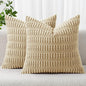 MIULEE Corduroy Decorative Throw Pillow Covers 16x16 Tan Pack of 2 | Soft by MIULEE