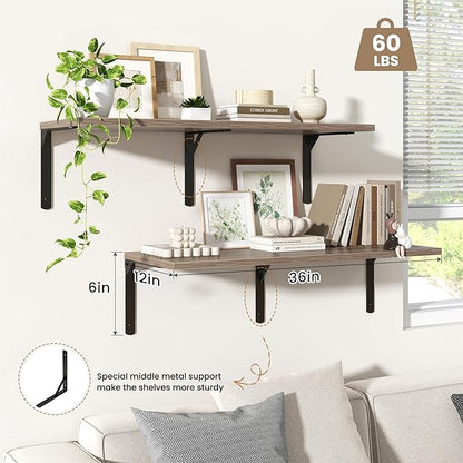 Fun Memories Floating Shelves for Wall, 12 Inch Deep Floating Shelves Set of 2 - Image 4