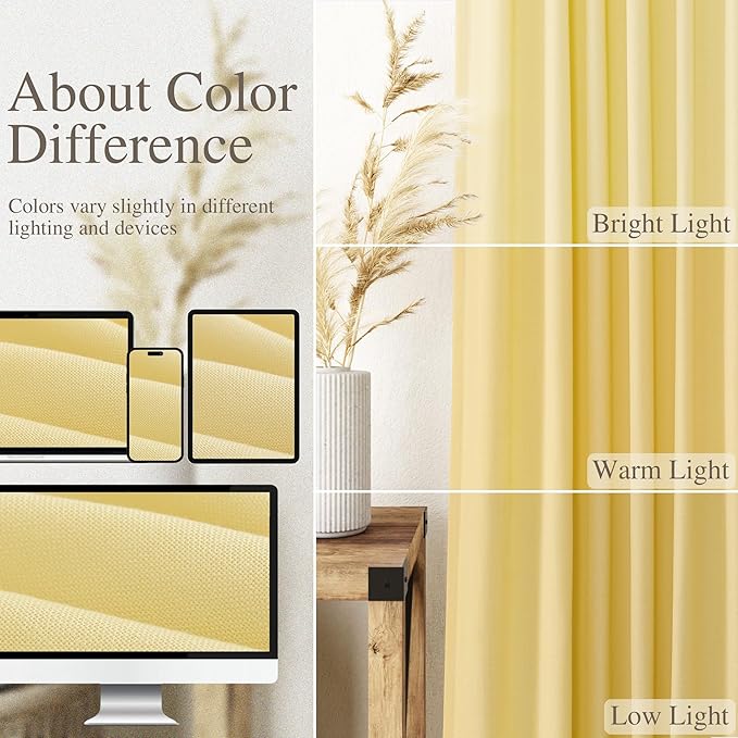 Yellow Linen Curtains 102 Inches Long - Image 4