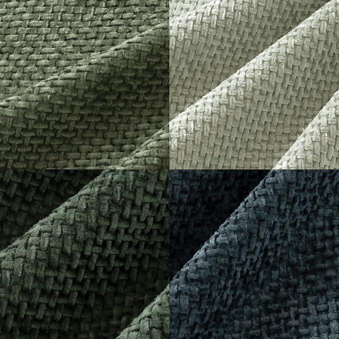 MIULEE Soft Decorative Chenille Pillow Covers Green Navy 18x18 Pack of 4 | - Image 2