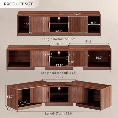 IRONCK TV Stand for 55-80 Inches TVs, Extendable Corner Entertainment Center - Image 2