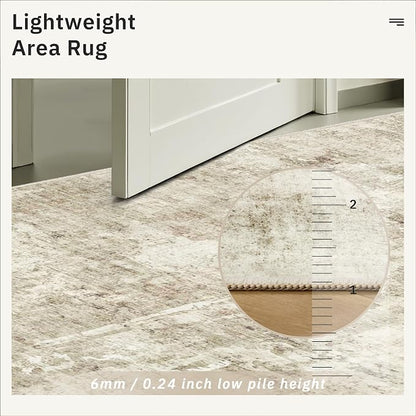 Soalmost Abstract Runner Rug 2x8 Hallway Kitchen Runners Beige/Gray | Vintage - Image 7