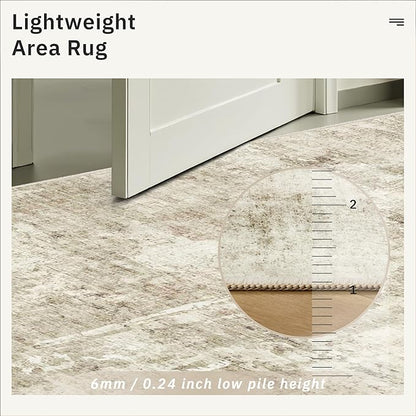 Soalmost Abstratc Runner Rug 2x5 Washable Kitchen Entry Runners Beige/Gray | - Image 7