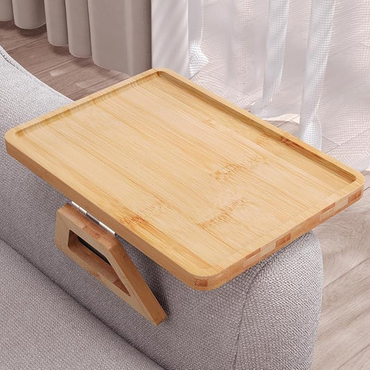 Couch Arm Tray, Bamboo Folding Sofa Tray, Sofa Armrest Trays Clip-On Couch Desk by DANFOXER