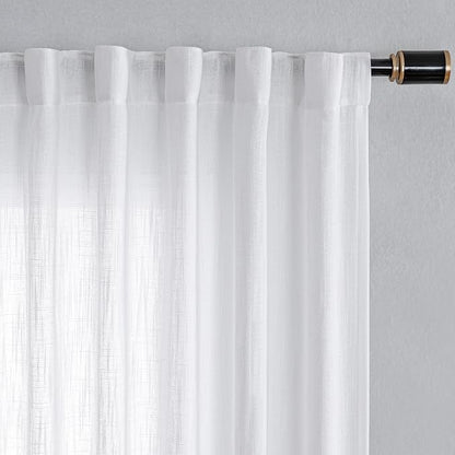 MYSKY HOME White Curtains 95 Inches Long Semi Sheer Drapes Light Filtering - Image 7