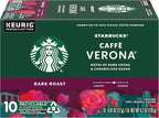 Starbucks Coffee K-Cup Pods, Caffè Verona, Dark Roast Coffee with Notes of Dark Cocoa & Caramelized Sugar, Keurig Genuine K-Cup Pods, 10 CT K-Cups/Box (Pack of 3 Boxes)