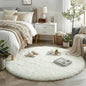 Amdrebio Cream Ivory White Small Round Fluffy Rug 3Ft by Amdrebio
