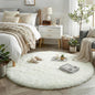 Amdrebio Cream Ivory White Round Fuzzy Rug 4Ft by Amdrebio