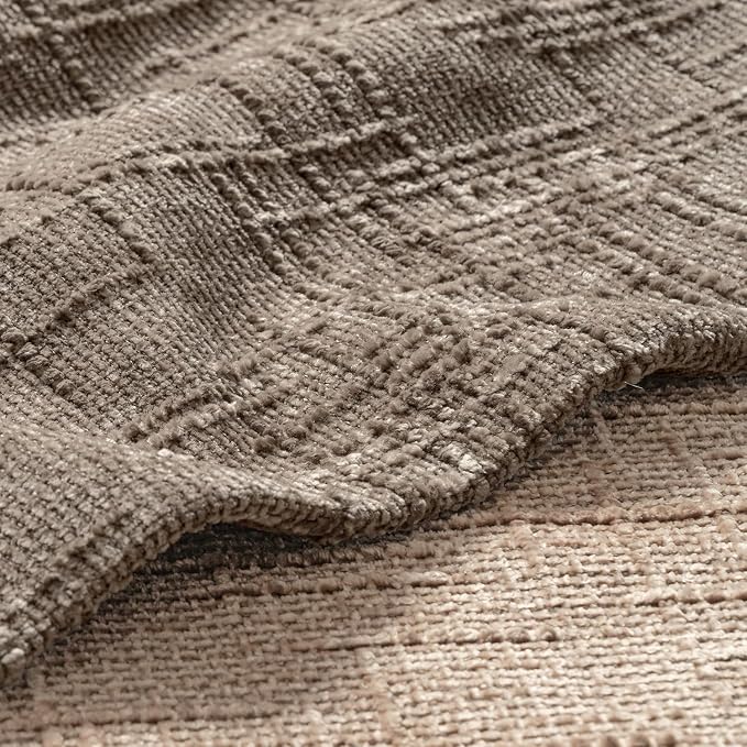 MIULEE Chenille Textured Throw Pillow Covers Taupe Grey 18x18 Set of 2 | Slubby - Image 2