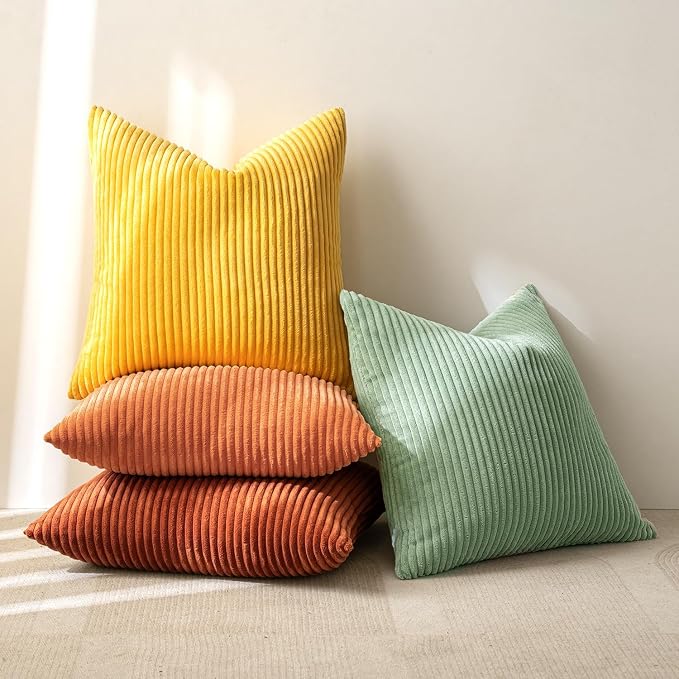 MIULEE Fall Decorative Throw Pillow Covers Yellow Rust Green 16x16 | Set of 4 - Image 4