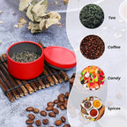 YASUOA 6 Pack Tea Jars Iron Jar Can for Loose Leaf Tinplate Storage Containers with Lids Mini Portable Box Candle Making Sealed Tins for Coffee Bean Sugar Candy Chocolate Spices Red