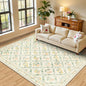 PLHXFR Area Rug Living Room: 5x7 Floral Washable Boho Carpet Beige Multi | by PLHXFRSoftAreaRugs